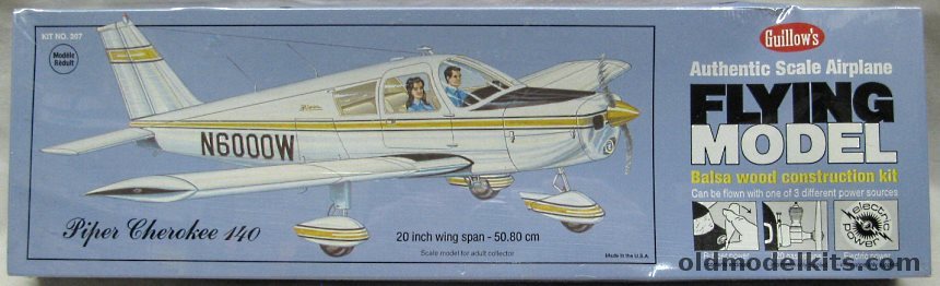 Guillows 1/18 Piper Cherokee 140 - 20 Inch Wingspan Flying Model, 307 plastic model kit